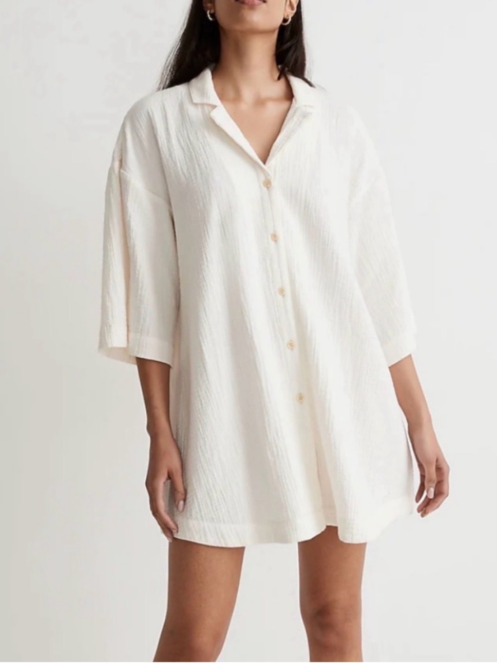 Madewell Crinkle Swim Cover Mini Shirtdress